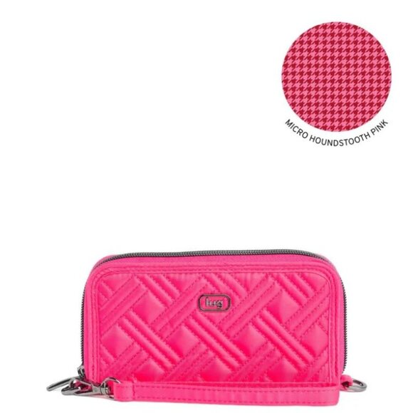 Lug Whirly RFID Wristlet Wallet Powerful Pink - Micro Houndstooth Pink Interior - Picture 1 of 12